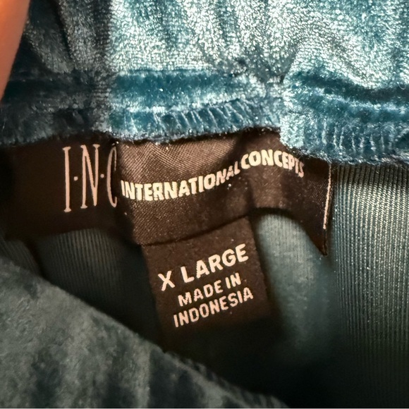 INC International Concepts Teal Velvet Joggers - Picture 2 of 3